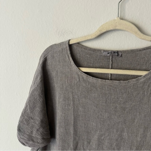 Meo Meli Made in Italy Linen Blend Slit Top in Grey - Picture 3 of 12